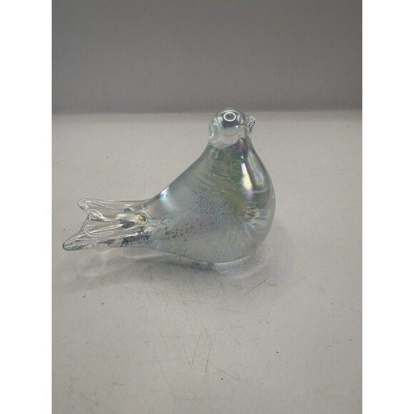 Unmarked Other - Rainbow Snow Bird Figurine Iridescent Art Glass Matte Finish 5”